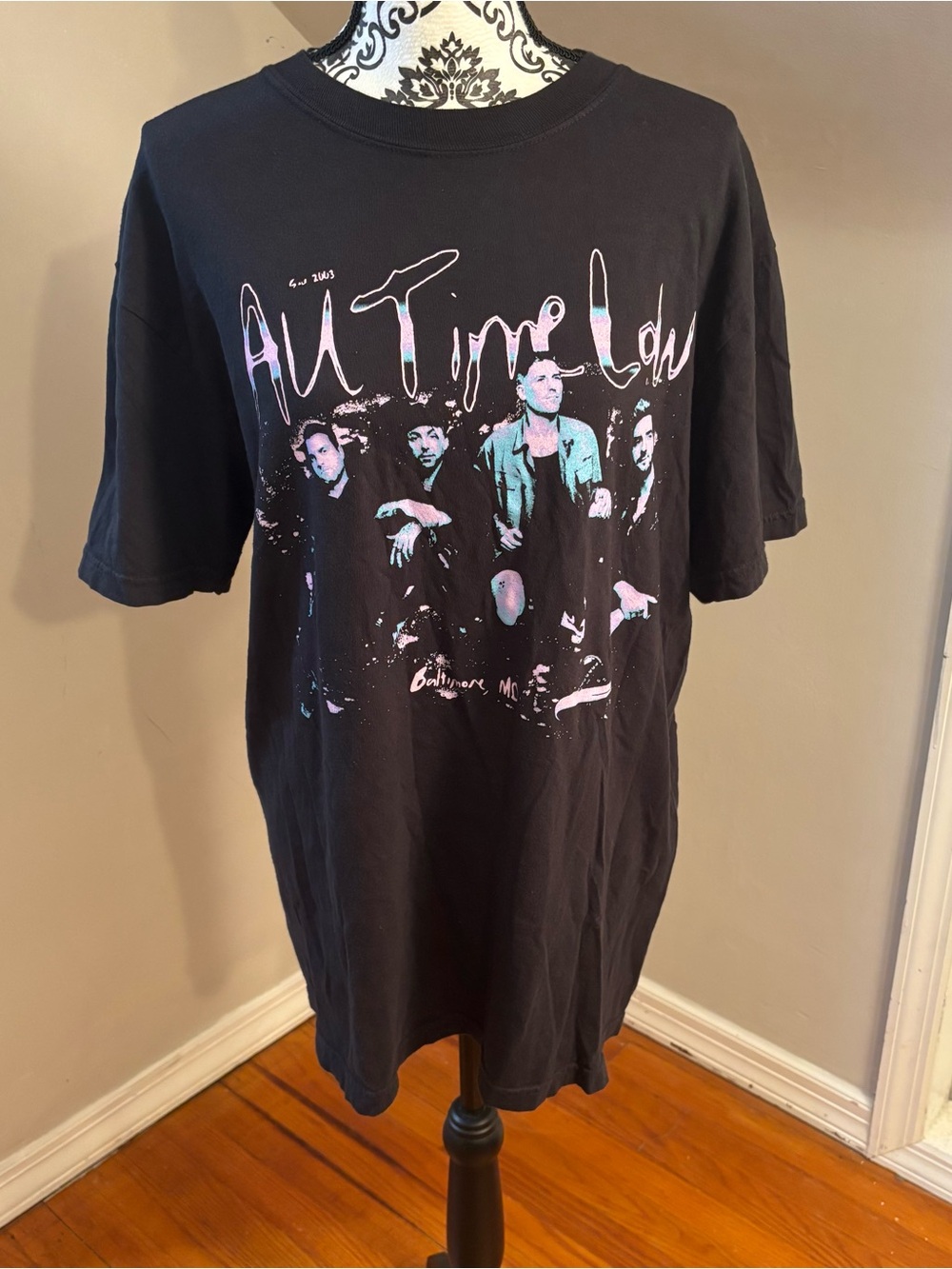 All Time Low Band Shirt Black Pink Logo size large Rock Pop Punk comfort colors
